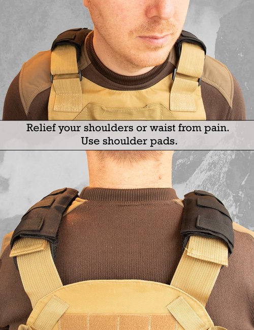 Shoulder Strap Pad for Optimal Weight Distribution, Plate Carrier Shoulder Pads with Velcro, Backpack Strap Pads, Shoulder Strap Cushion for Tactical and Weighted Vests, Body Armor or Waist Belts