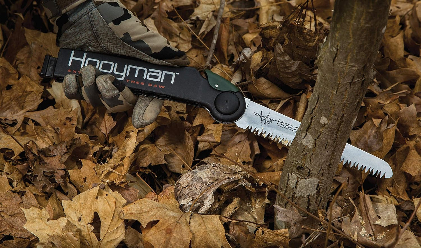 Hooyman Extendable Tree Saw with Compact Design, Detachable Handsaw and Telescoping Pole, No-Slip H-Grip, Impulse Hardened Teeth, and Wrist Lanyard for Tree Trimming, Hunting, Camping, and Outdoors