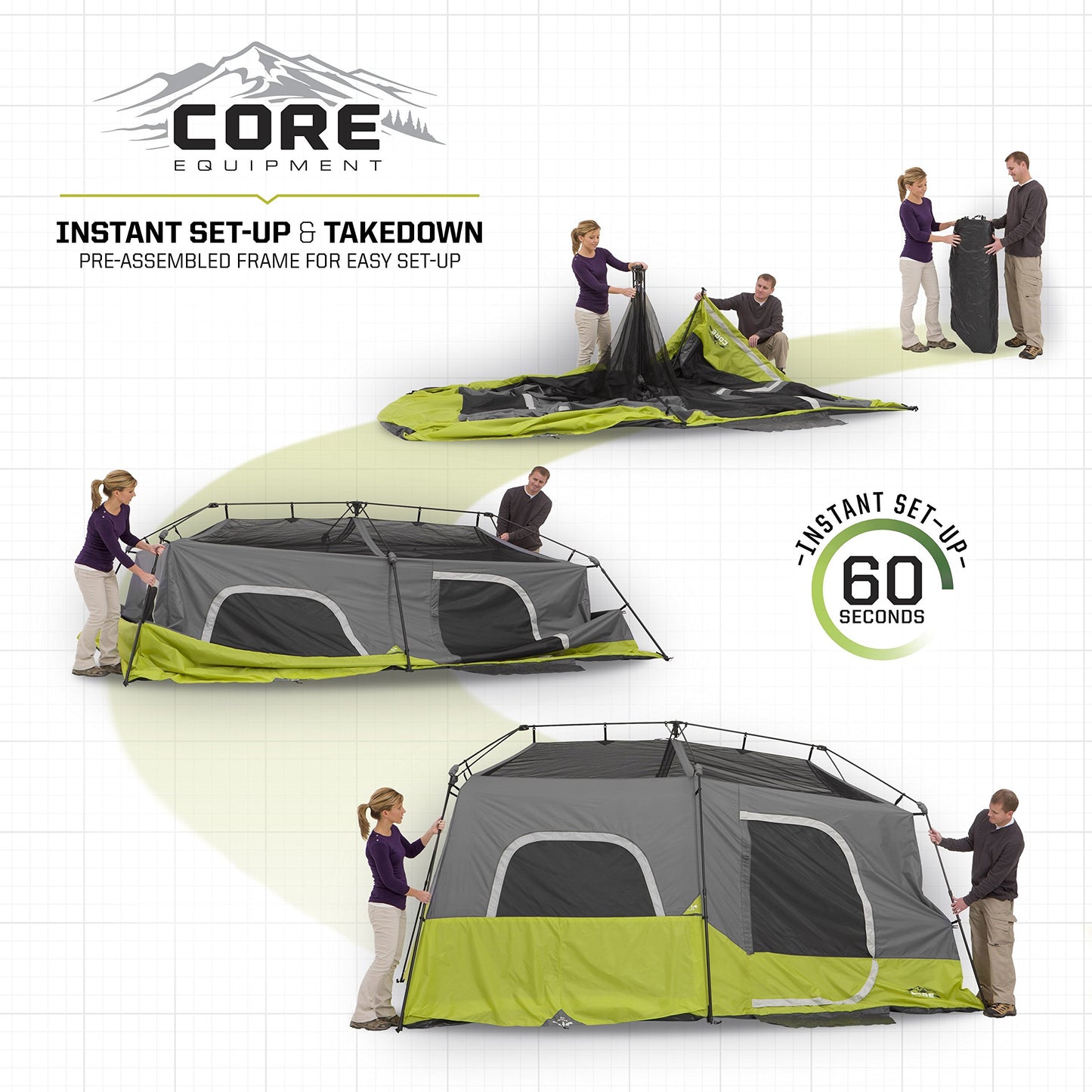 CORE 9 Person Instant Cabin Tent with Footprint and Tent Kit