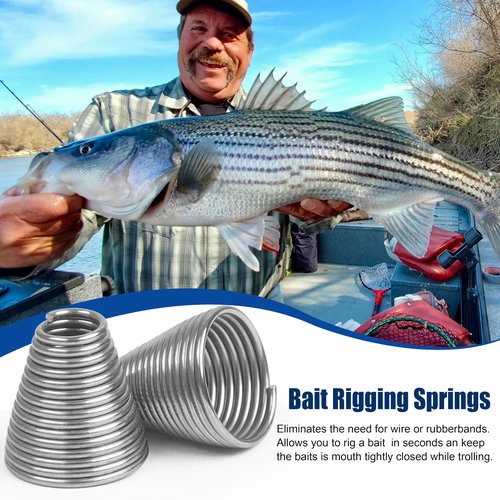 Ballyhoo Bait Spring 30pcs Stainless Steel Ballyhoo Rigging Springs for Saltwater Ballyhoo Bait Fishing and Trolling, Size S, L (S+L-30pcs)