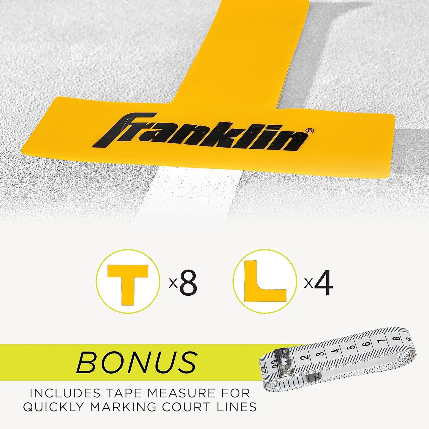 Franklin Sports Pickleball Court Marker Kit - Lines Marking Set with Tape Measure - Official Size Court Throw Down Markers