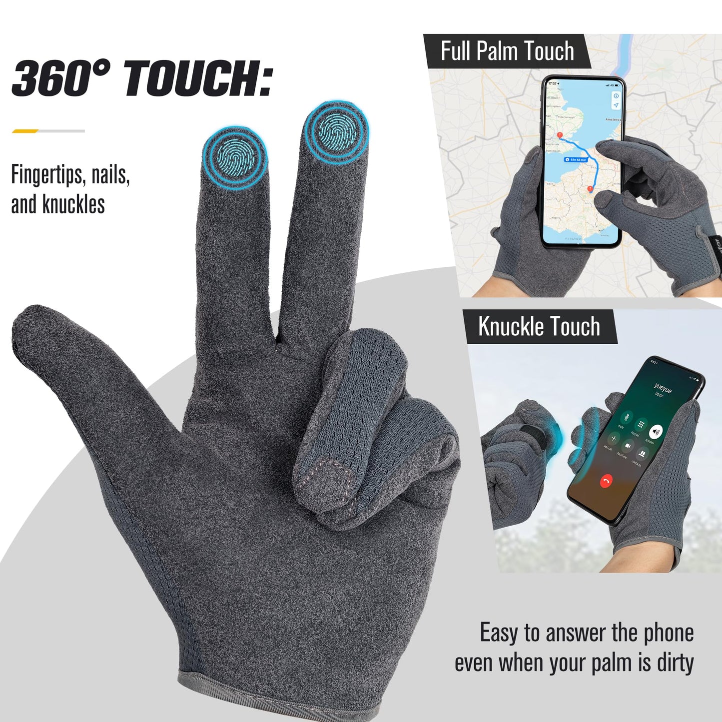 eLusefor Natural Tactile Shooting Glove: Seamless Wrap-Fingers Design,360°Touchscreen Freedom,Customizable Badge|Tactical,Police,Patrol,Law Enforcement Gloves for Men