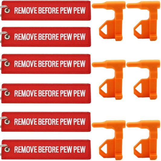 Ficero Chamber Safety Flag for Rifle Handguns Shotgun Pistol, 6 Chamber Safety Flags with 6 Bright Red Tags, Remove Before Pew Pew