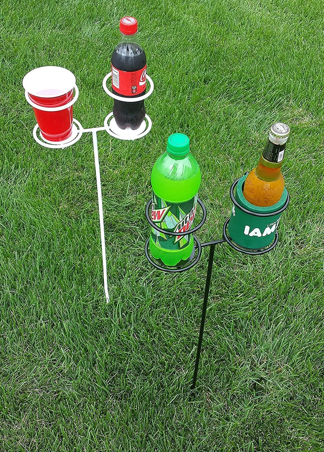 Decko Outdoor 30252 Heavy Duty Double Beverage Holder, White/Black, 2-Pack