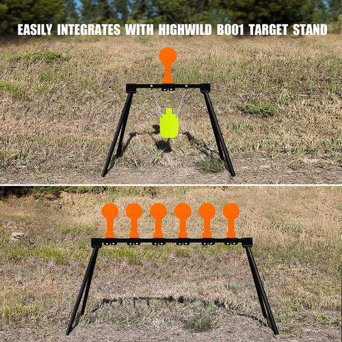 Highwild 3/8" AR500 6" Classic Popper Steel Shooting Target - Auto Reset, Orange
