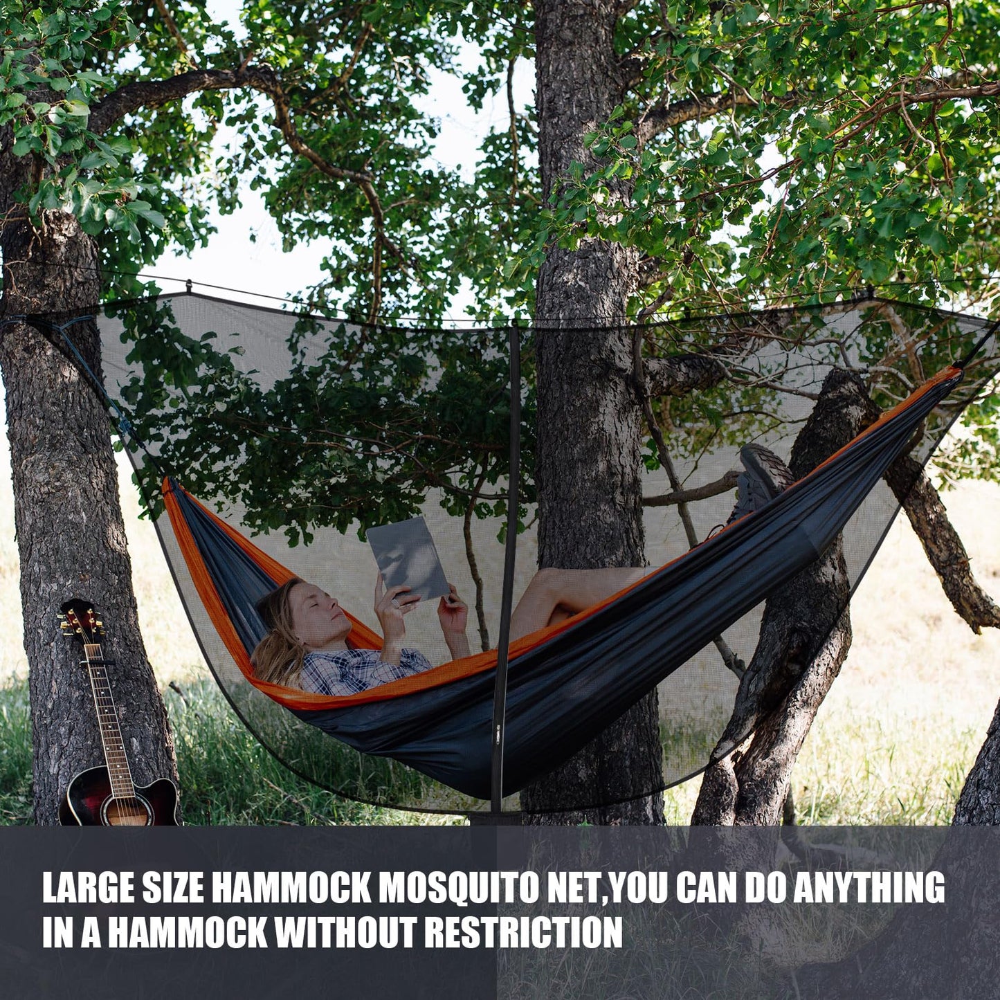 GliCraft 2 Pieces Hammock Bug Mesh Net 11 x 4.7 FT Hammock with Mosquito Net Camping 360 Degree Protection Dual Sided Diagonal Zipper for Hiking Camping Backpacking