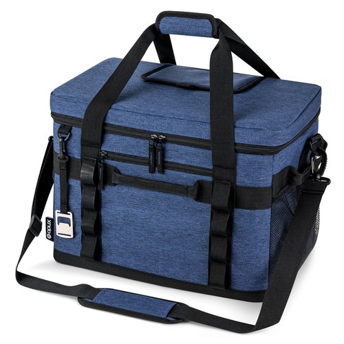 OPUX Cooler Bag, 60 Cans Insulated Soft Collapsible Portable Cooler, Soft Sided Leakproof Cooler for Beach Camping with Shoulder Strap, Ice Chest for Travel Road Trip Picnic, Navy Blue