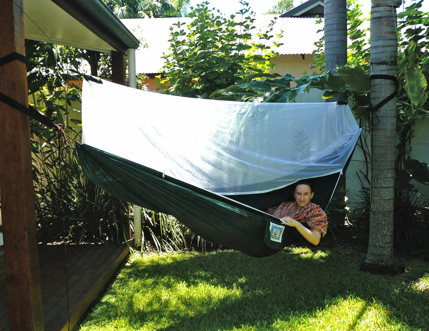 Hammock Bliss Mosquito Free Hammock Bliss – Camping Hammock with Bug Screen Mossy Netting Canopy - Integrated Suspension 100' / 250 cm Rope Per Side - Make Hammock Camping A Bug Free Experience