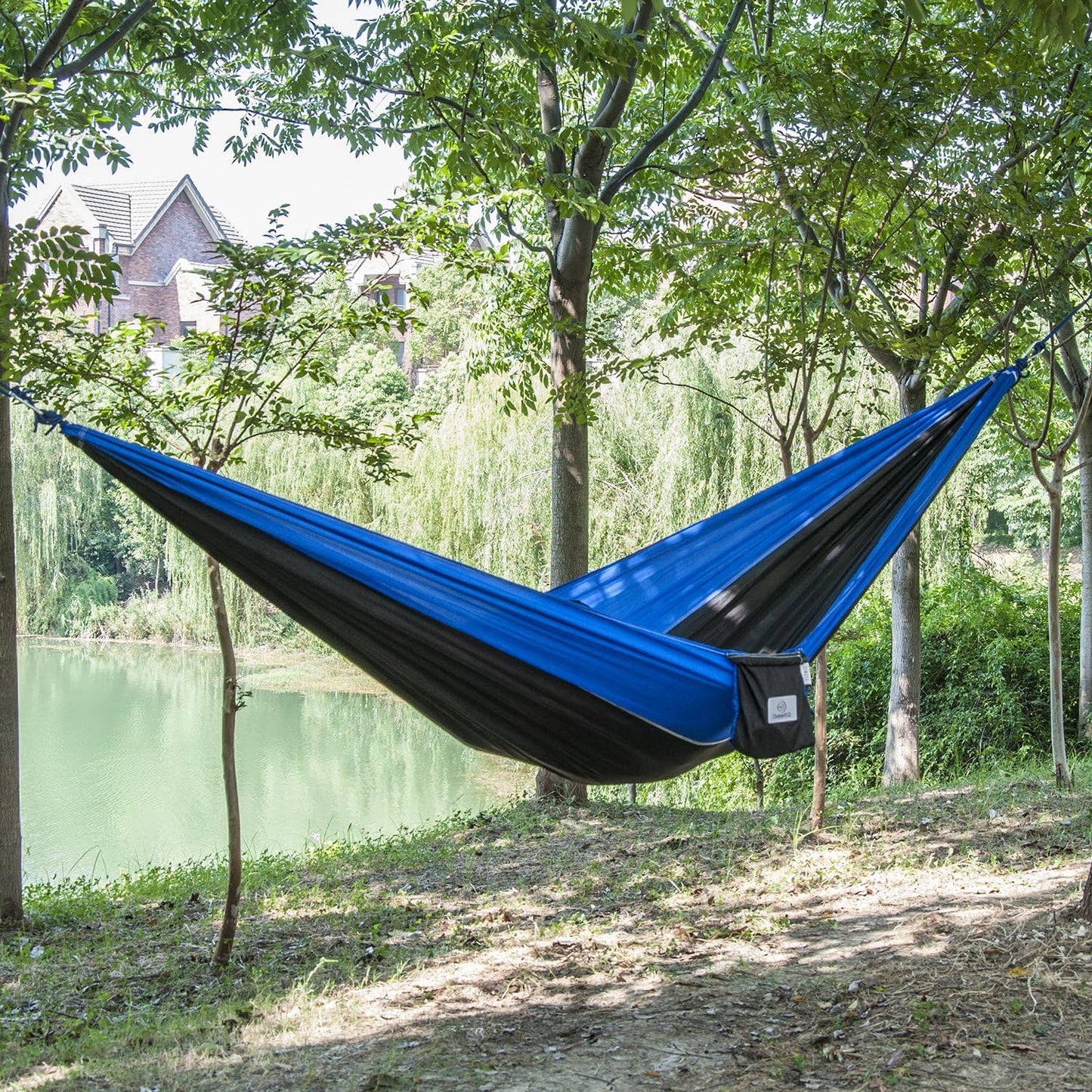 Portable Nylon Fabric Travel Camping Hammock Light Blue/Blue