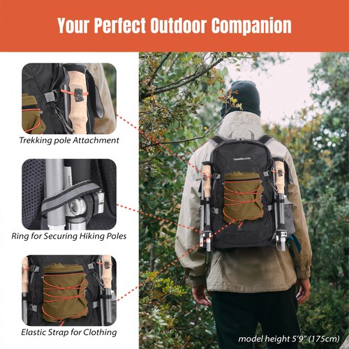 TREKOLOGY 30L Waterproof Lightweight Backpack – Foldable, Durable Daypack for Men & Women with Chest Strap & Multiple Compartments – Compact, Comfortable, Ideal for Hiking, Camping, Travel & Outdoors