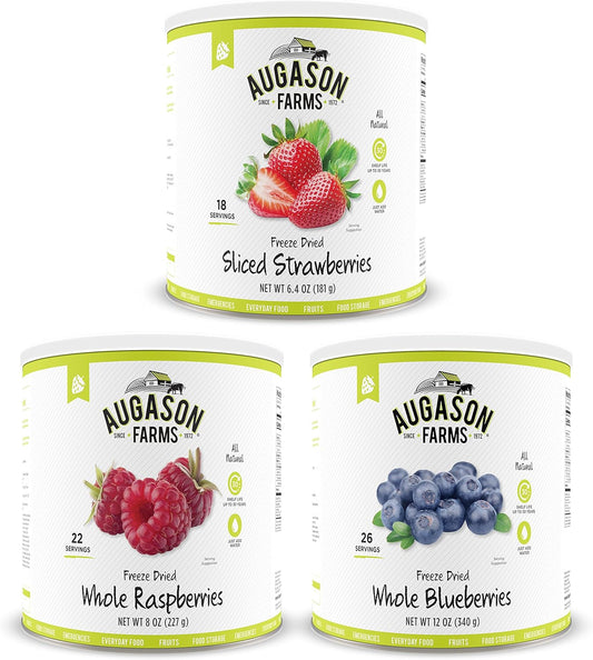 Augason Farms Freeze Dried Berries Variety Kit No. 10 Can 3-Pack