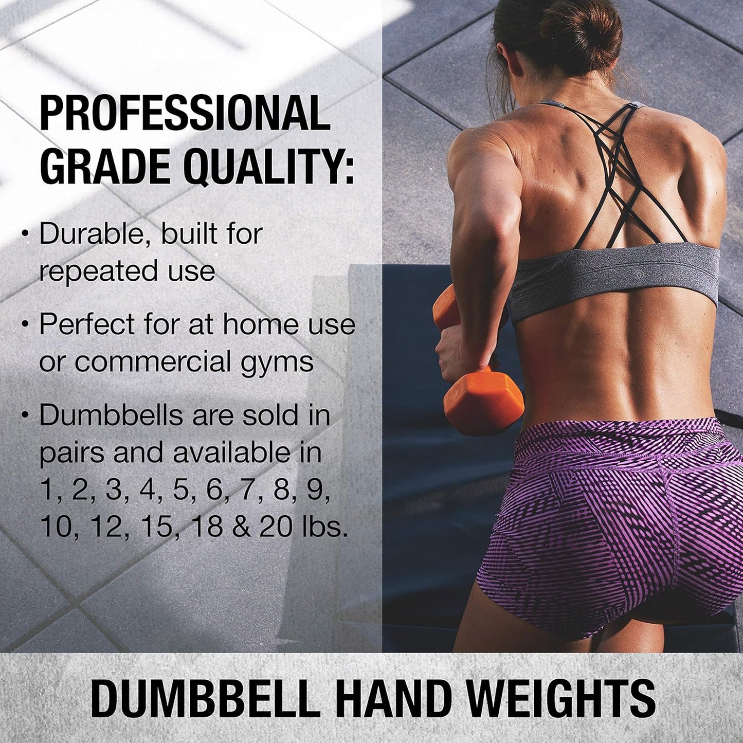 SPRI Dumbbells Hand Weights Set of 2 - Vinyl Coated Exercise & Fitness Dumbbell for Home Gym Equipment Workouts Strength Training Free Weights for Women, Men (1-10 Pound, 12, 15, 18, 20 lb)