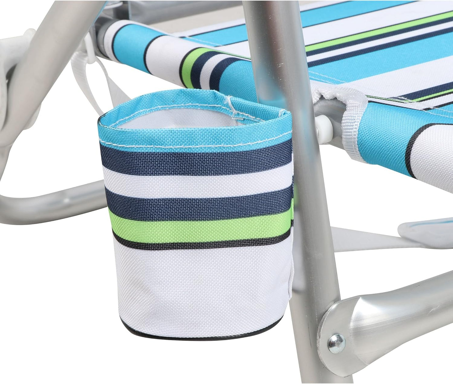 PORTAL Folding Camping Sand Beach Chair, Aluminum Lightweight 4 Positions Chair Recliner with Wood Armrest Cup Holder Carry Strap