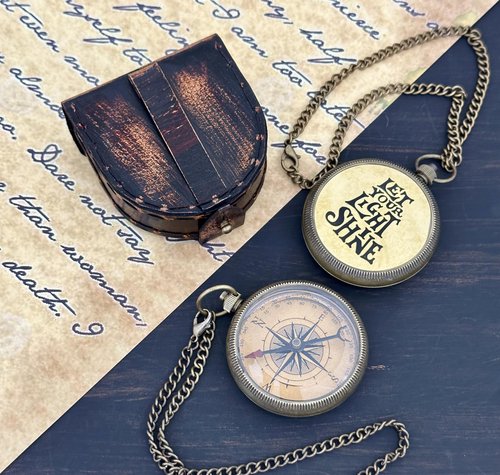 Compass Engraved Let Your Light Shine – First Communion Gifts for Boys & Confirmation Gifts for Teenage Boys | Baptism Gifts, Christian Catholic Gifts for Men | Inspirational Graduation Keepsake
