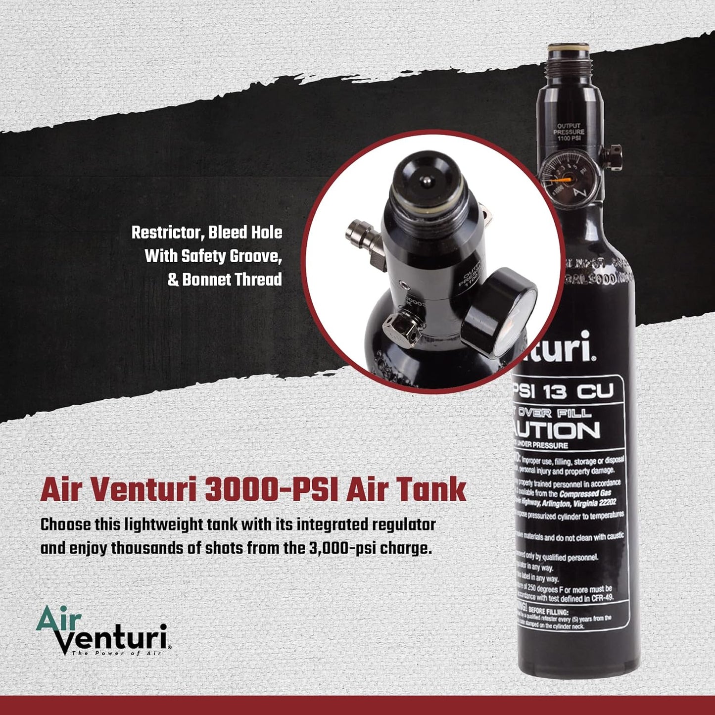 Air Venturi AV 3000PSI 13ci Tank & Valve 1100psi Set