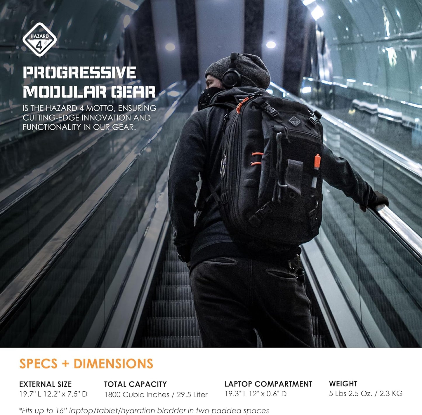 HAZARD 4 Pillbox™ Tactical Backpack – Heavy Duty Military Survival Pack for Men and Women – EDC Rucksack for Laptop, Motorcycle, Outdoor, Bug Out, Gym, Range, Travel, and Camping – 29.5 Liter, Black