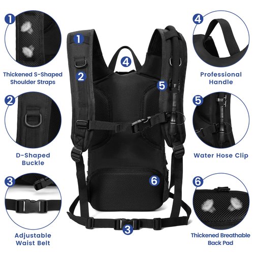 1050D Tactical Hydration Backpack with 3L TPU Water Bladder, Military Molle Water Backpack Perfect for Men & Women, Hydration Pack for Hiking, Biking, Running, Climbing, Hunting, Daily Use