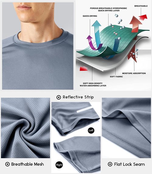 Men's 3 Pack Workout Shirts Dry Fit Crew Neck T Shirts Athletic Running Gym Mesh Short Sleeve Tee Tops Black/Grey/Dark Grey-3P11-M
