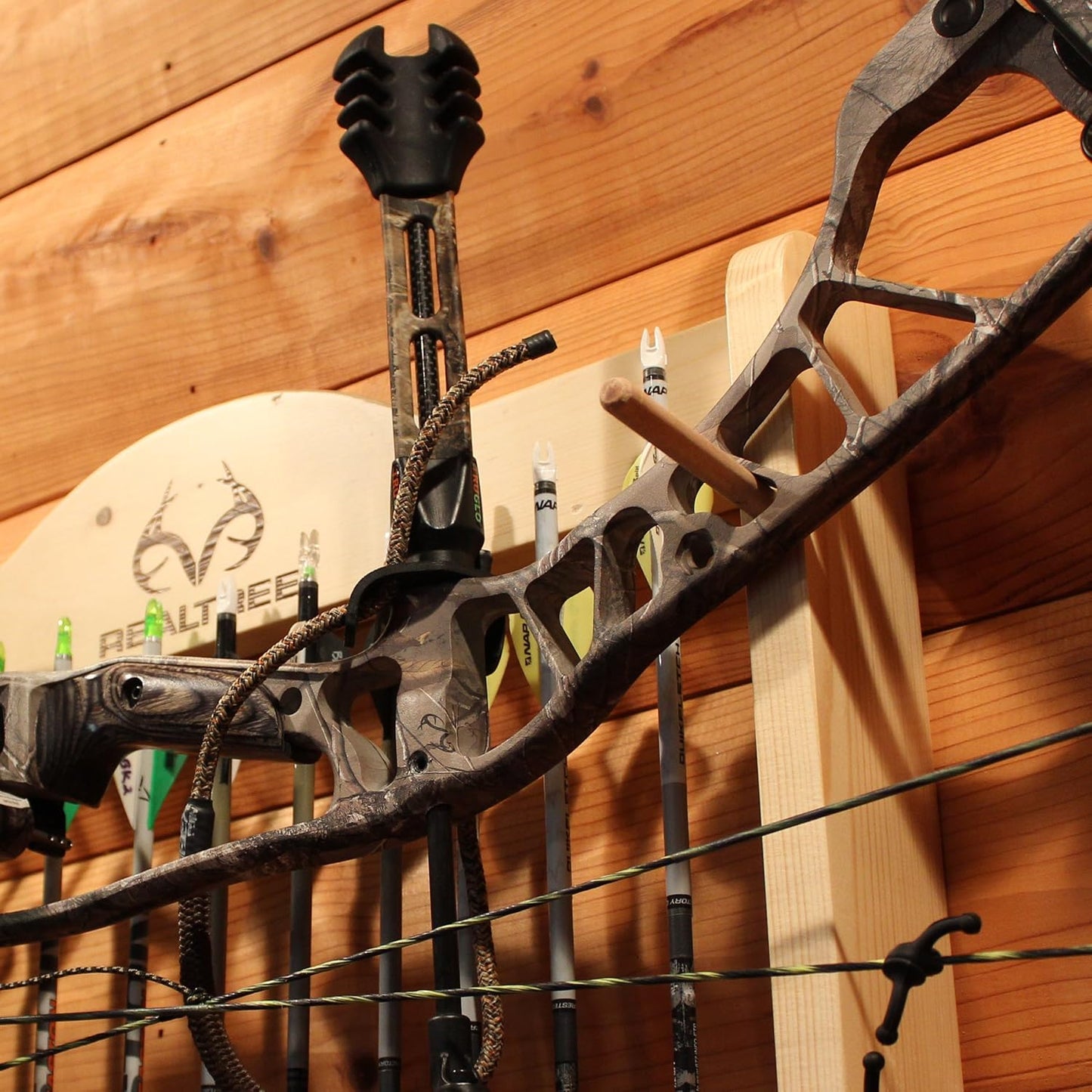 Rush Creek Creations | Wall Mounted Bow and Arrow Display Rack for Hunting & Archery Accessories | Real Tree 2-Bow Holder & 12-Arrow Storage | Handcrafted Small Bows & Big Bow Hanger w/ Arrow Holders