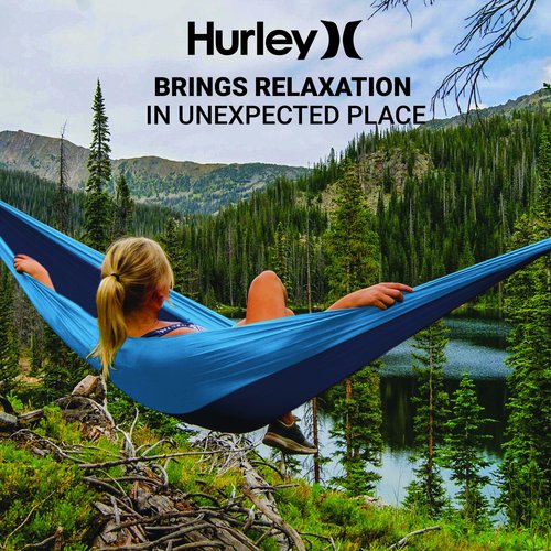 Hurley Duo Camping Hammock - 1 Person Portable Hammock for Camping, Heavy Duty Hammock with Parachute Nylon Fabric - Camping Accessories & Camping Gear for Outdoor Activities - Holds Up to 400lbs