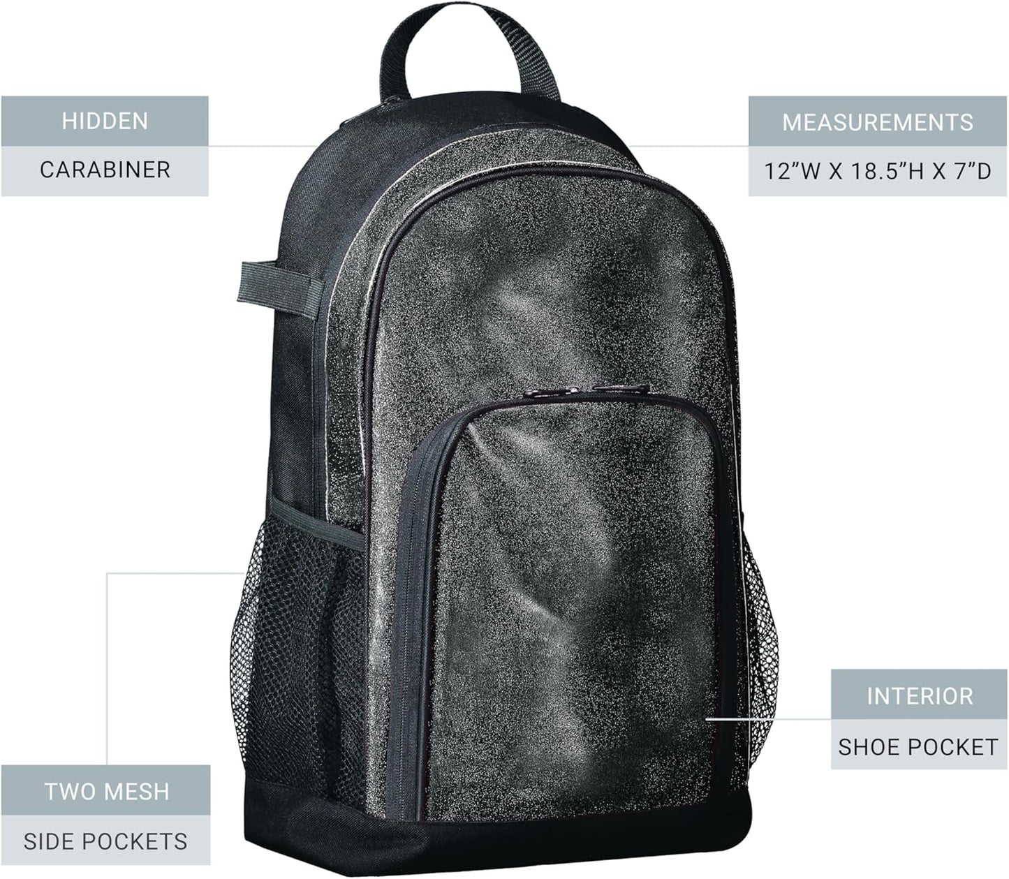 Augusta Sportswear Backpack, Black Glitter/Black, One Size