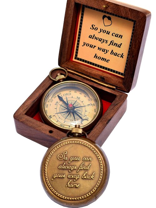 So You Can Always Find Your Way Back Home Engraved Compass - Religious Gifts for Men, Boys' Baptism & Confirmation, Christian & Catholic Personalized Sentimental Graduation Inspirational