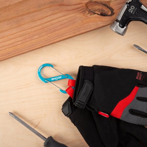 Nite Ize S-Biner Aluminum Dual Carabiner - Durable Dual Carabiner with Wire Gate Closure - Carabiner for Organizing Keys & Gear Attachments - Size 4, Blue (4 Pack)