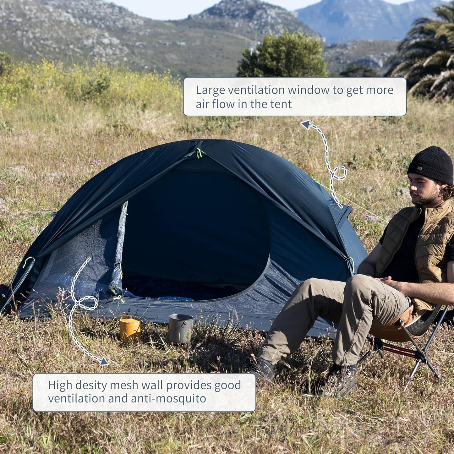 Naturehike Bikepacking 1 Person Tent, Waterproof Easy Set up Free Standing Single Person Tent, Lightweight Backpacking Tent for 1 Person, One Person Tent with Footprint Included
