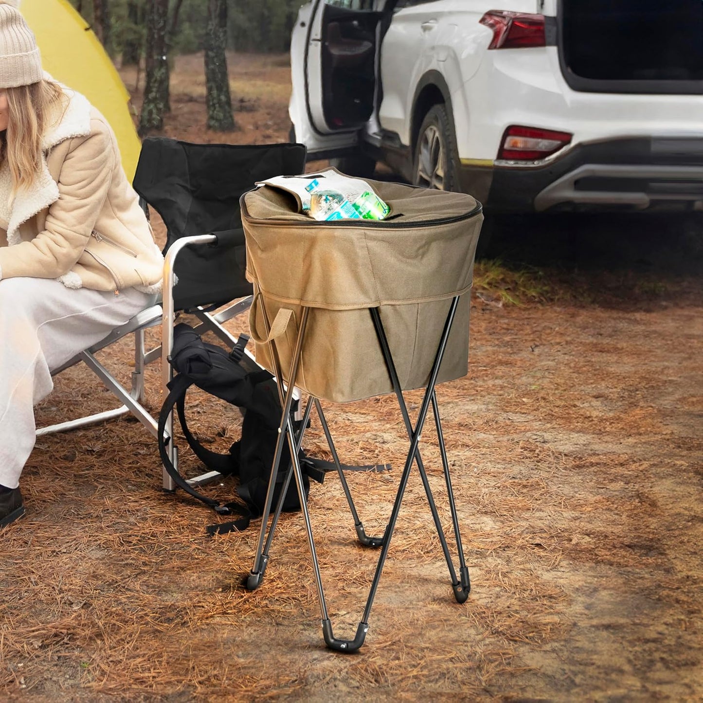 Thermal Standing Cooler with Travel Bag - Heavy-Duty Polyester Household Essential