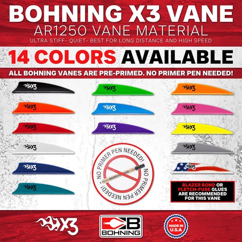 Bohning X3 Vane, 2.25", American Flag, 36pk