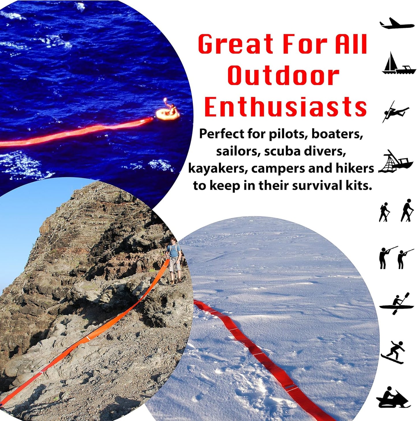 Streamer Survival Tool - The Easy to Use, Portable Rescue Device to Use on Land, Sea, or Snow, Day or Night When Lost or Stranded to Provide Continuous Visibility, Personal Lighted Streamer