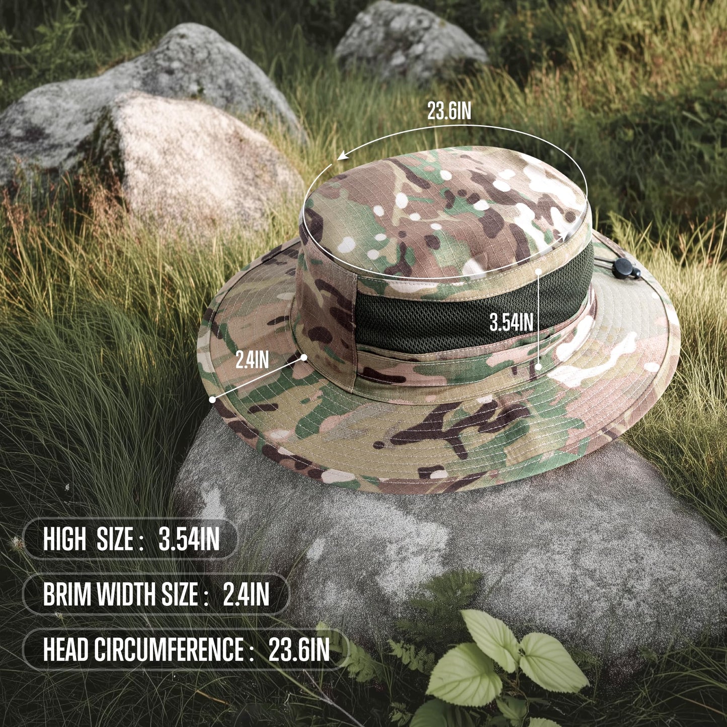 GLORYFIRE 2024 Update Boonie Hat Military Tactical Boonie Hats for Men Women Hunting Fishing Outdoor with Breathable Mesh Hole Camo