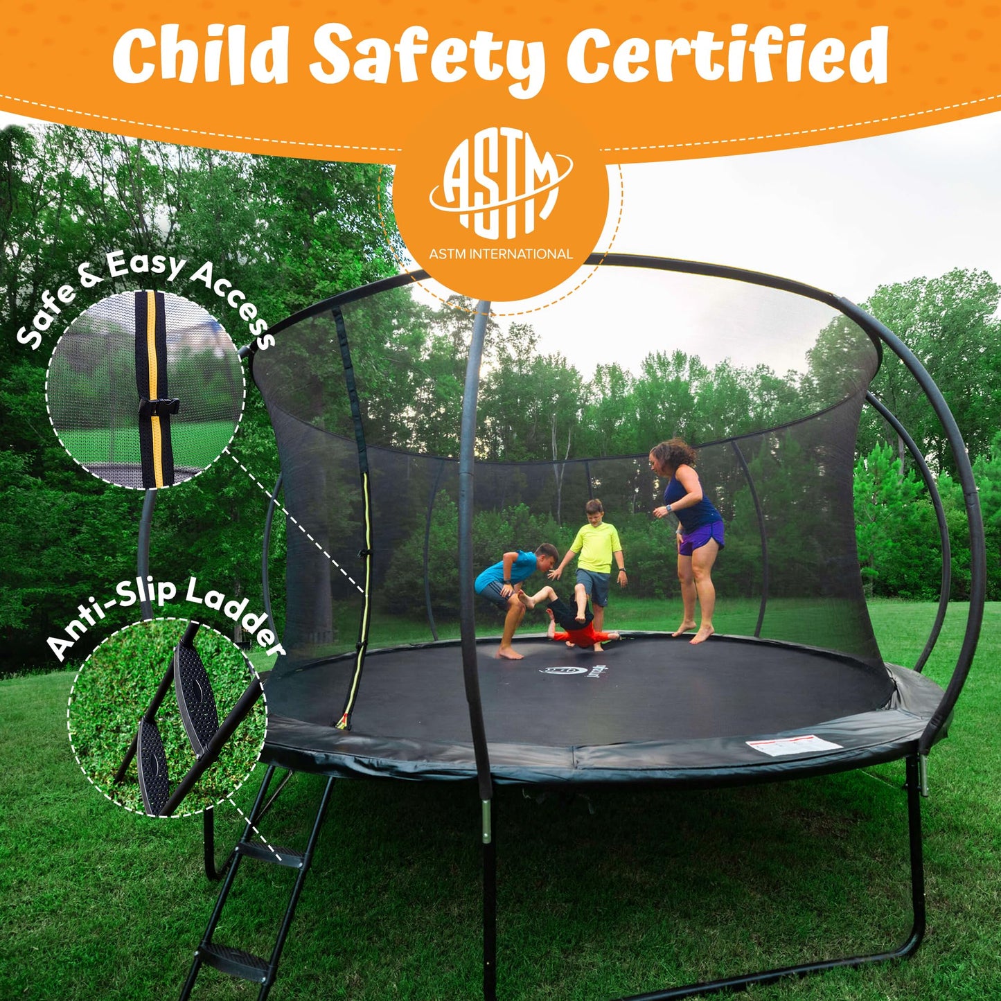 JUMPZYLLA Outdoor Trampoline with Net for Kids 10FT 12FT 14FT 15FT 16FT