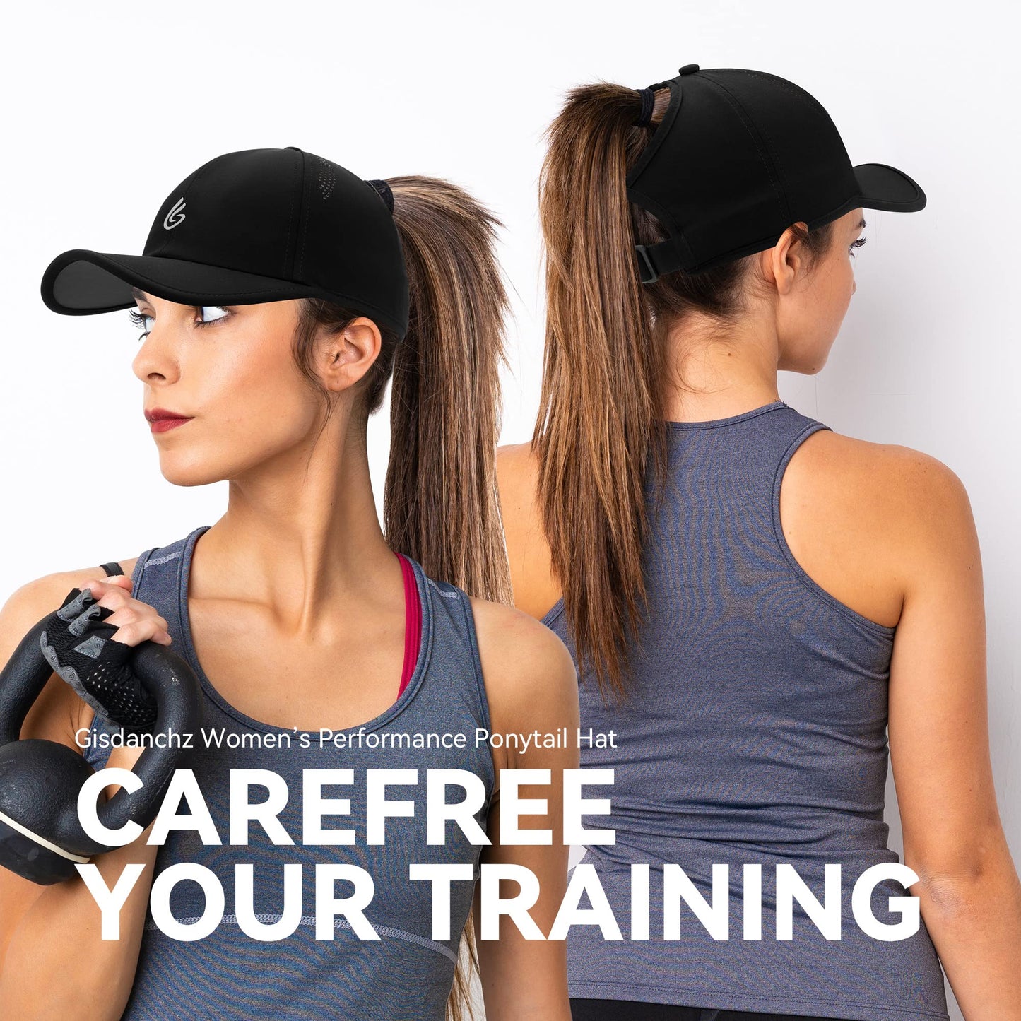 Gisdanchz Running Hat for Women with Ponytail Hole Womens Ponytail Hat Tennis Golf Sport Workout Exercise Gym Runner Hats Quick Dry Performance Ponyback Baseball Hats with Ponytail Hole, Black