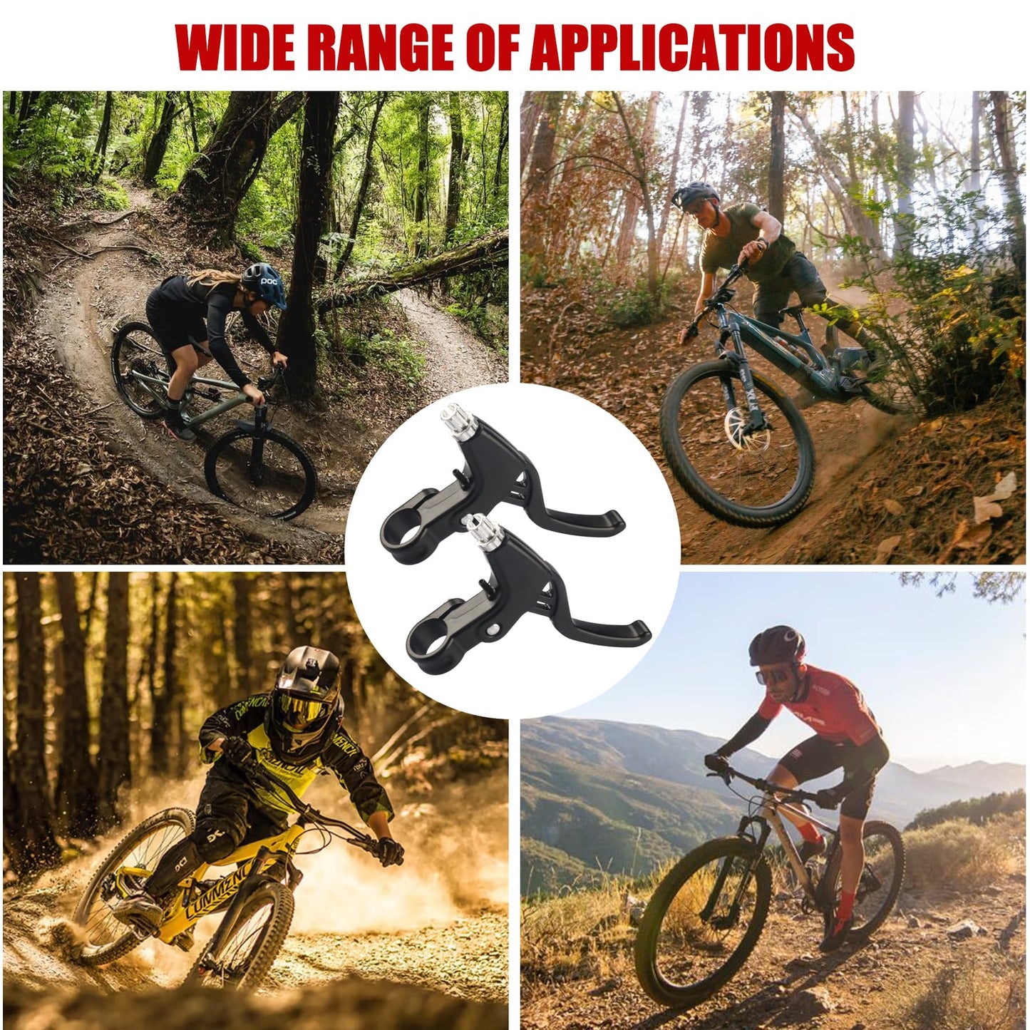 Gashwer Universal 2.2cm Bike Brake Levers Aluminum Alloy V-Brake Handlebar Bicycle Brake Handle for Most Bicycle, Mountain Bike, Road Bike 1 Pair (Black)