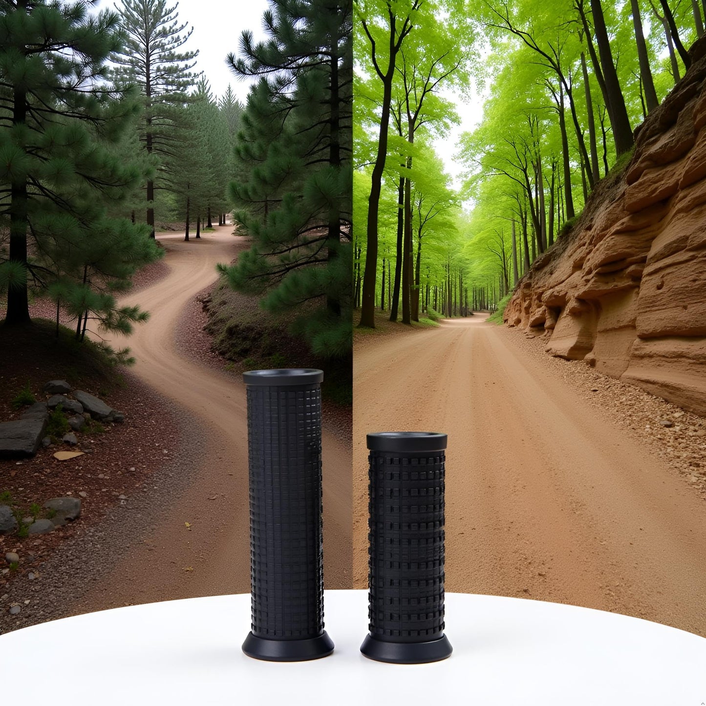2PCS Bike Long/Short Handlebar Grips for Twising Shifter, Shockproof Anti Slip for MTB Parts, Cycling Parts and Components Anti Slip Soft Rubber Handlebars, Headsets and Stems(Black)
