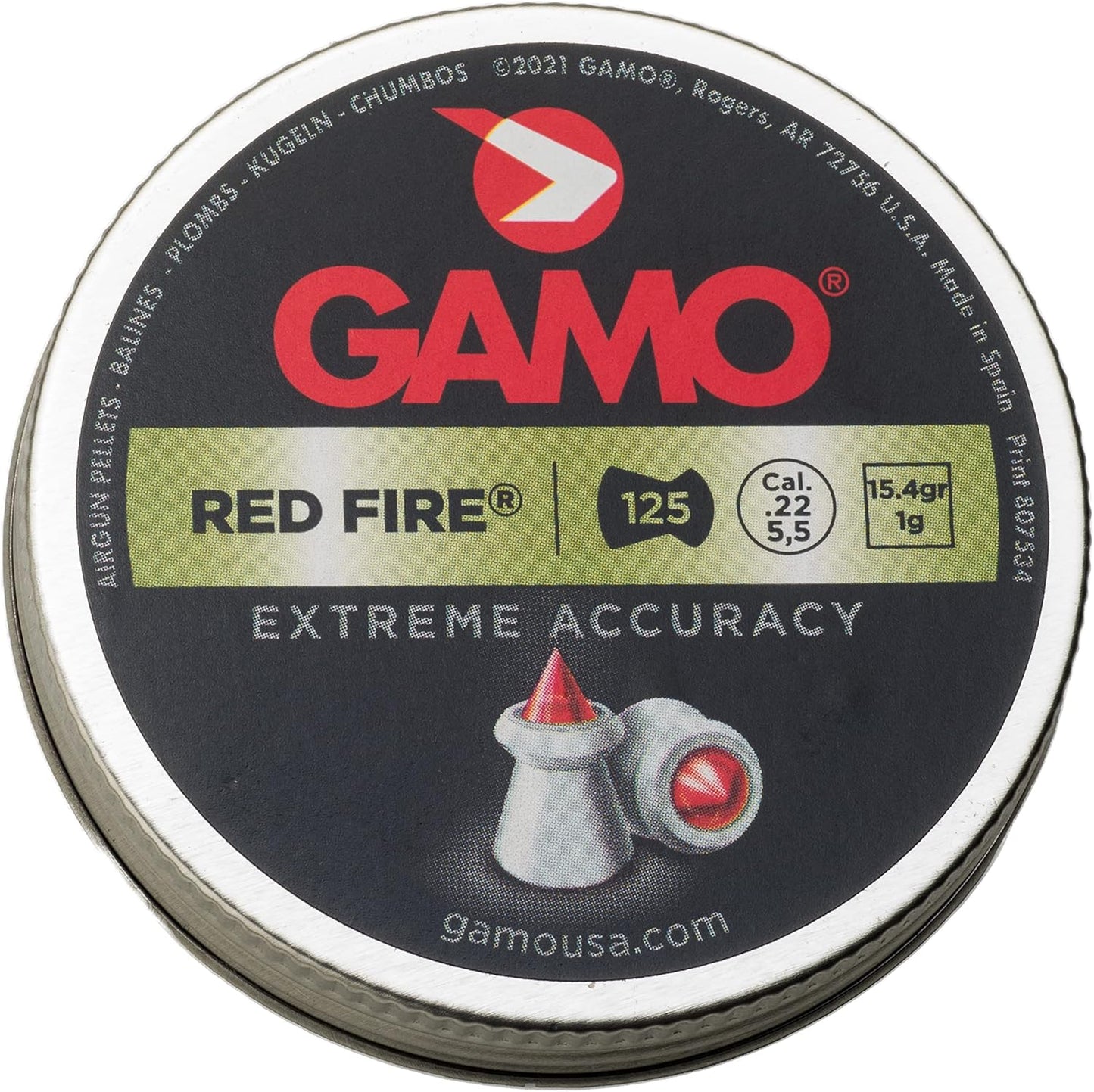Gamo Red Fire .22 Cal, 15.4 Grains, Polymer Tip, 125ct