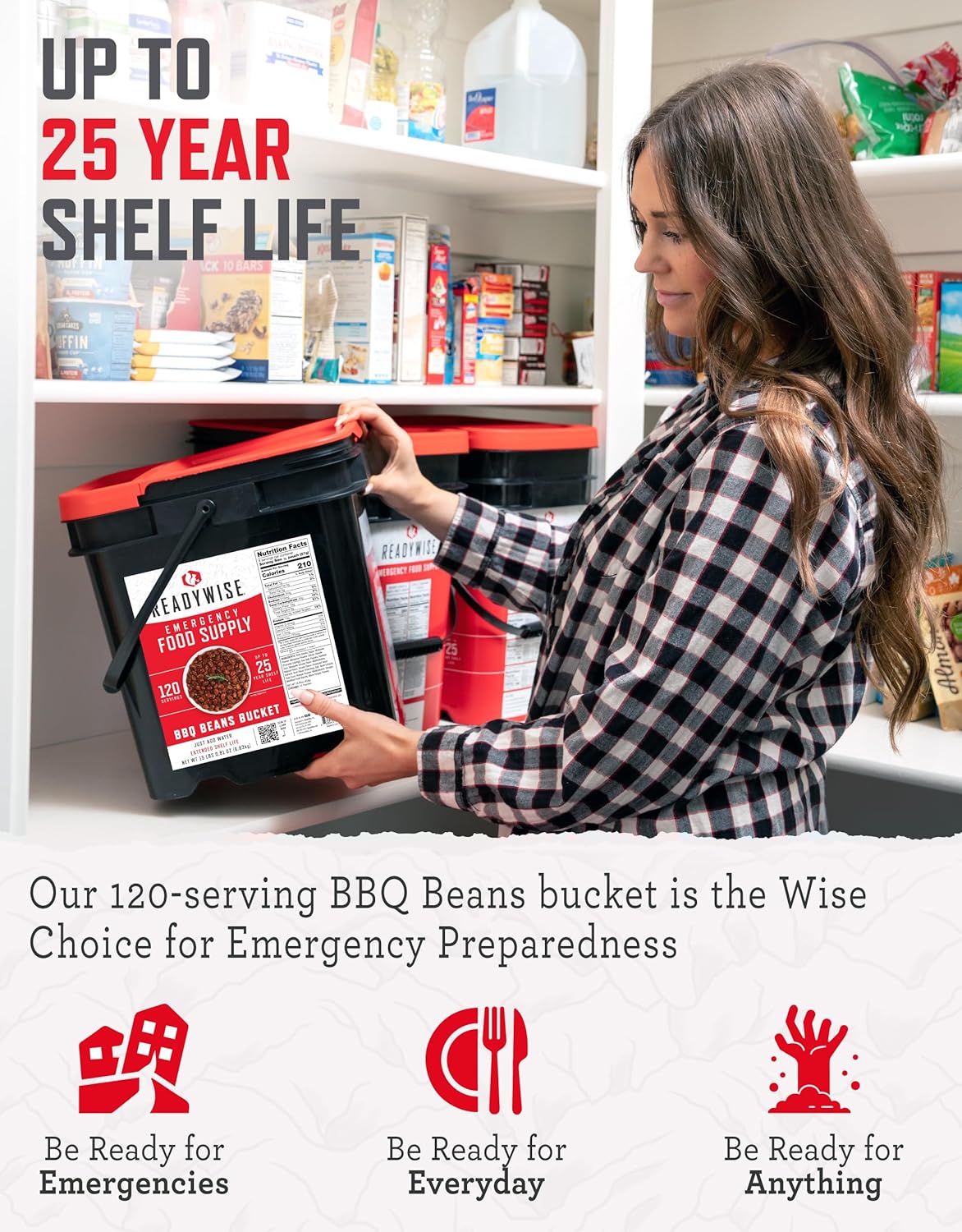 ReadyWise Emergency Food Supply - 132 Servings, Survival Bucket, Dehydrated & Freeze Dried Protein Meals, Camping Essentials, Ready to Eat Disaster Prepping Supplies,up to 25 Year Shelf Life