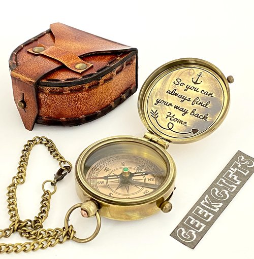 Brass Compass - So You can Always find Your Way Back Home - Engraved Compass - Personalized Compass Gift for him/her