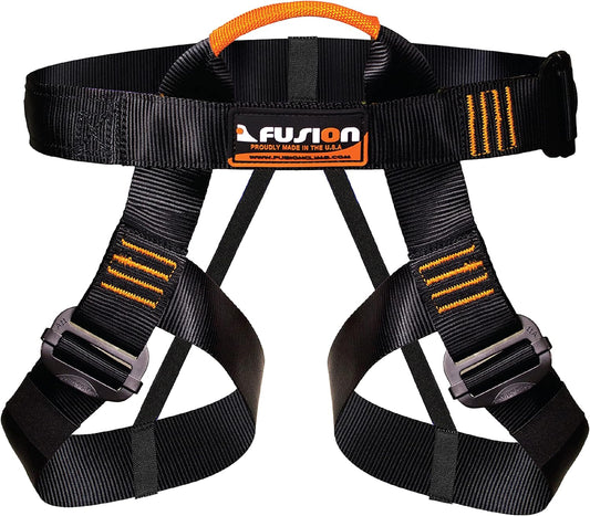 Professional Rock Climbing Harness - Fusion Climb® 5,000 LBS Rated Half Body for Mountaineering, Tree Climbing & Rappelling