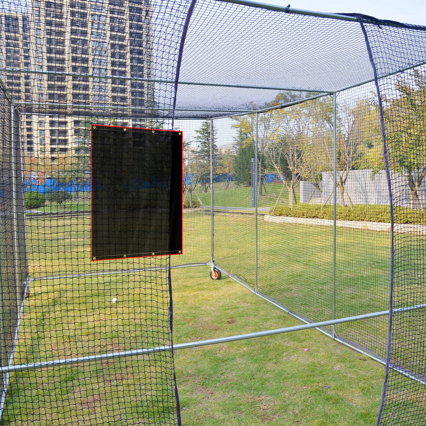 Sharellon 6x8FT Baseball Batting Cage Backstop – Silver Reflective Edge Vinyl Backdrop | Pitcher Training Aid & Hitting Target for Baseball/Softball Players