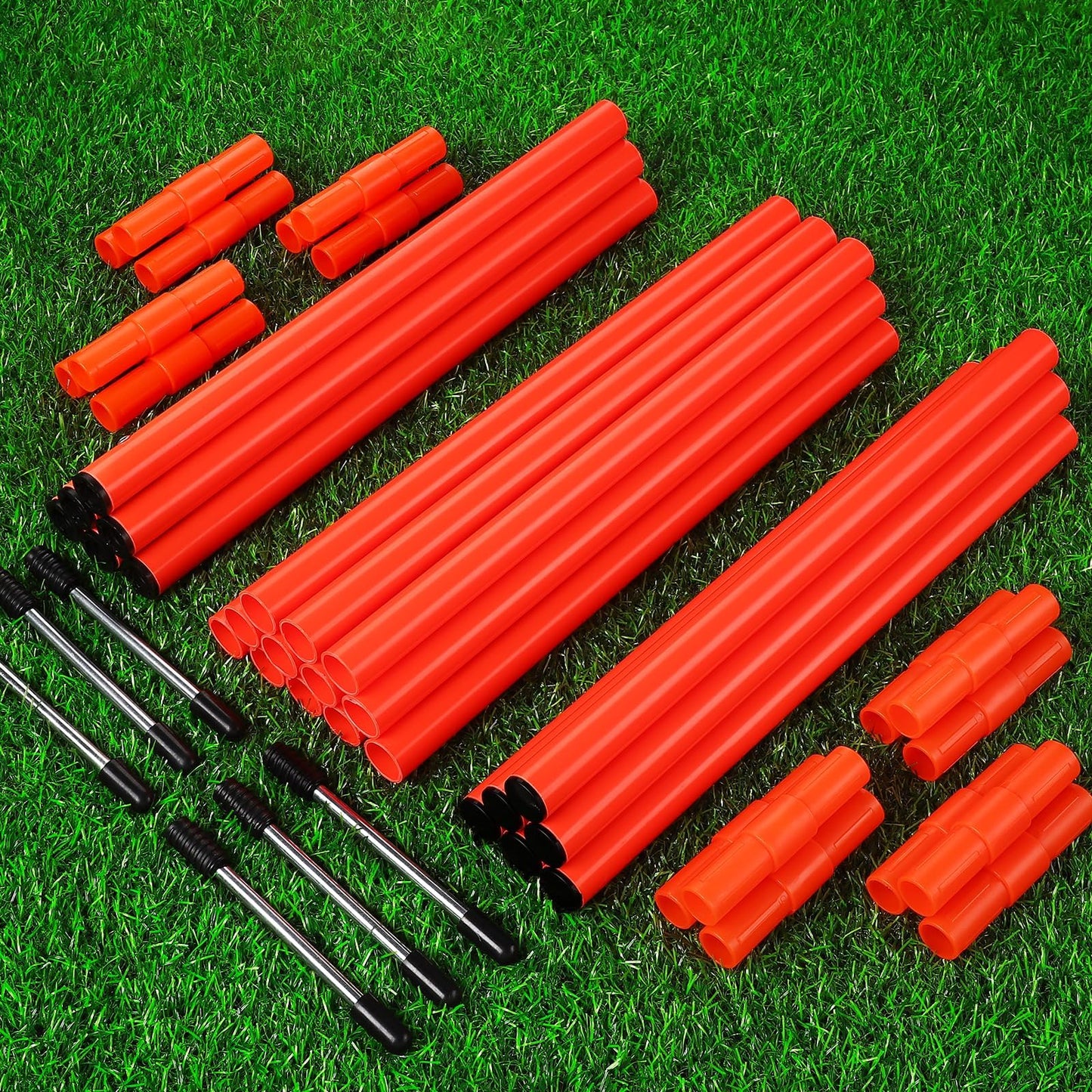 TOBWOLF 6PCS 6FT Adjustable Soccer Agility Training Poles, Slalom Training Agility Pole Set, Detachable Sports Training Speed Sticks, Outdoor Speed & Agility Turf Training Poles for Soccer Drills