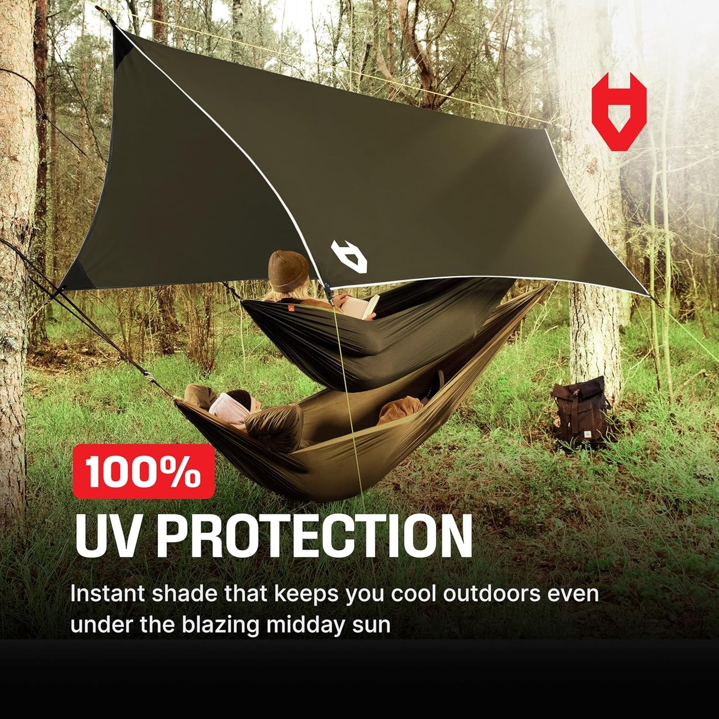 Rain Fly12x10 Lightweight Survival Camping Tarp; 100% Waterproof; Makes a Great Backpacking Tarp or Hammock Shelter; Comes in Multiple Colors, Survival Bracelet Included; Grey