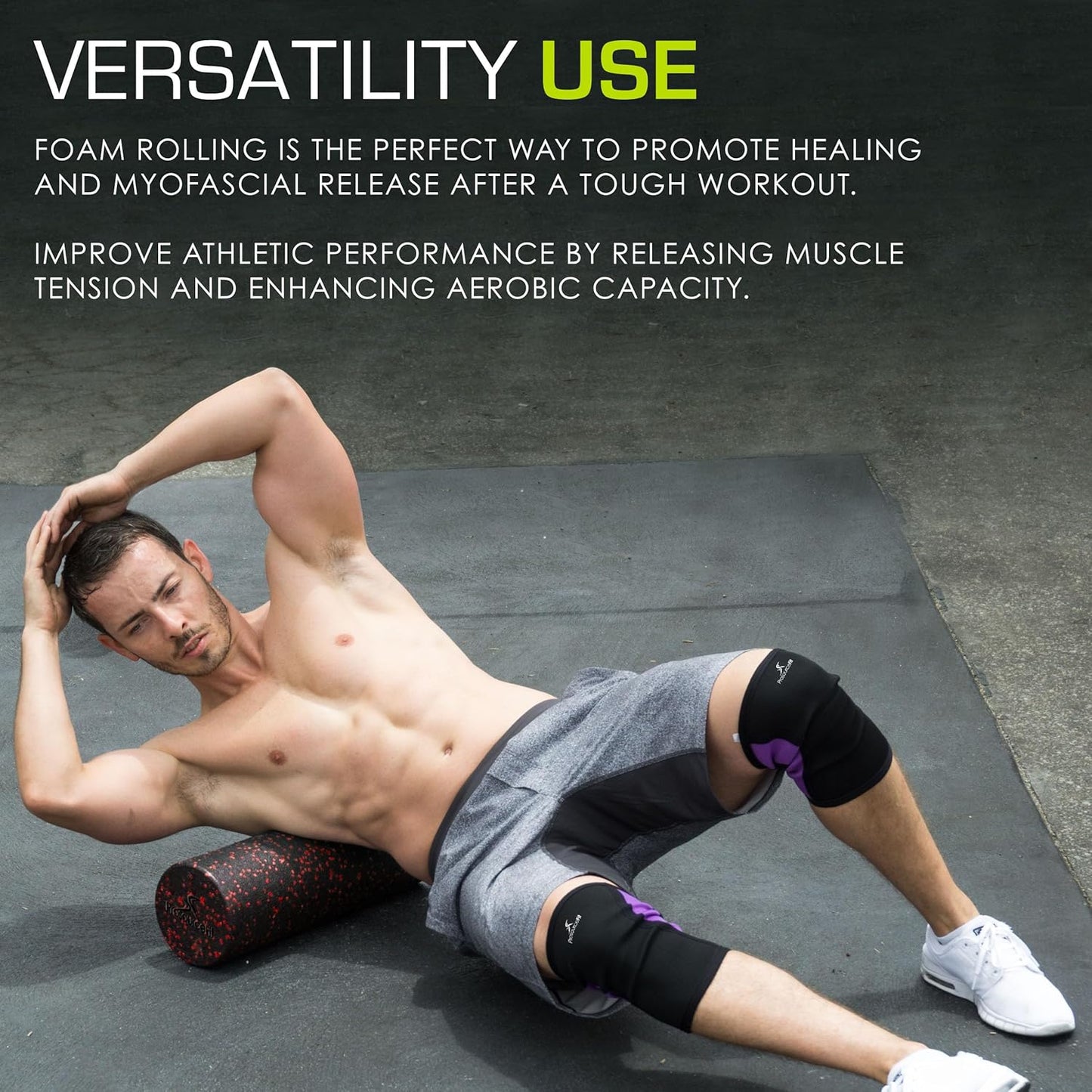 ProsourceFit High Density Foam Rollers 12 - inches Long, Firm Full Body Athletic Massage Tool for Back Stretching, Yoga, Pilates, Post Workout Muscle Recuperation, Black/Green