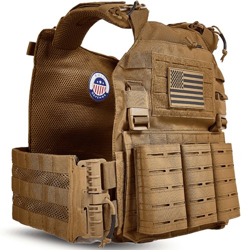 Bolo Defense Tactical Utility Vest – Lightweight Adjustable Quick Release Gear 500D Nylon Vest with Modular Loadout Design for Outdoor & Training Use (Light Brown)