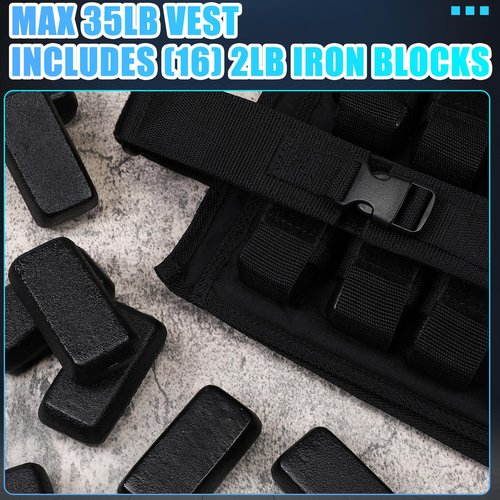 Halfchet 35lbs Adjustable Weighted Vest for Men - Iron Weighted Vest for Strength Training, Running, Exercise, Muscle Building & Weight Loss