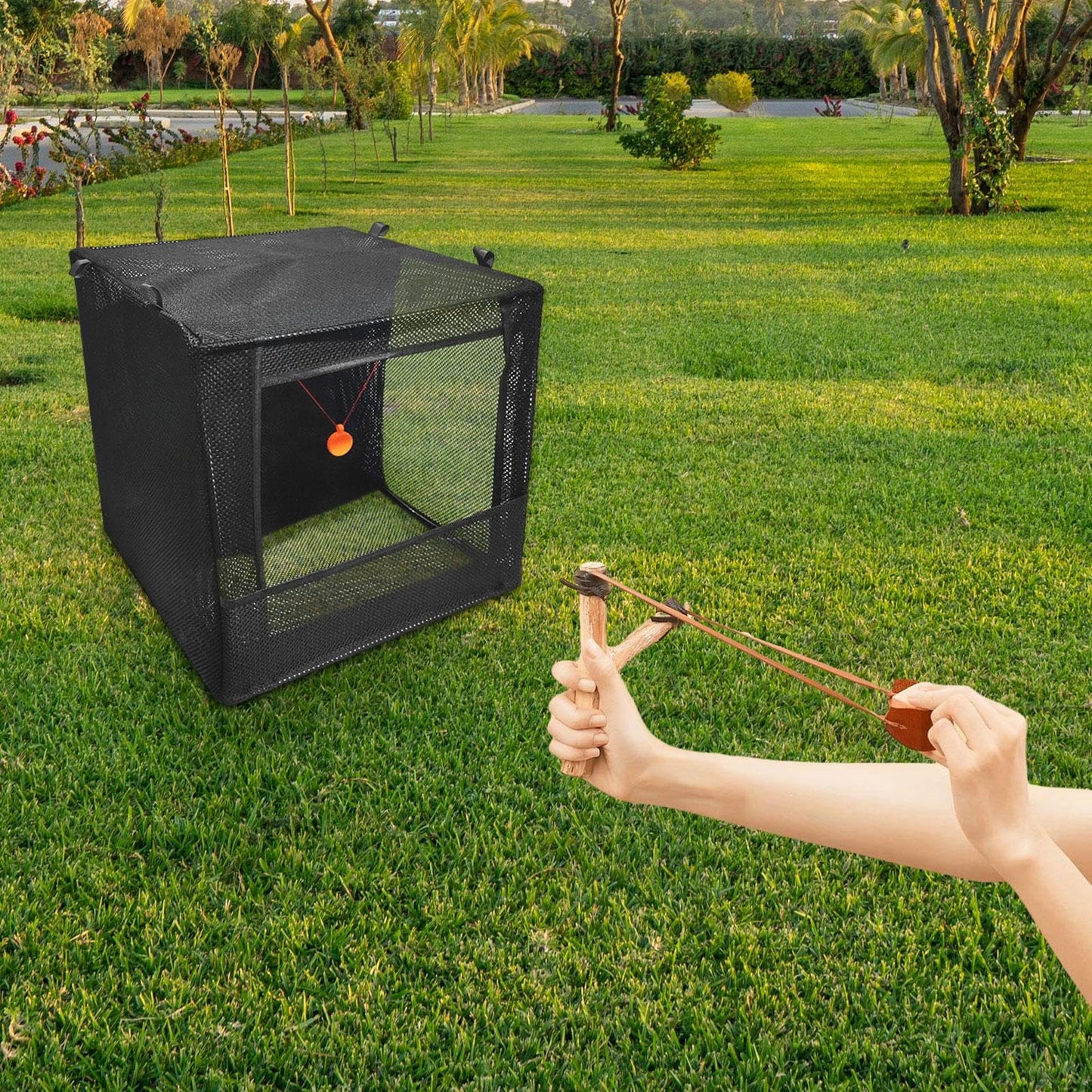 Amagogo Target Box Slingshot Target Catcher Box for Hunting Training Folding Storage Box Stainless Steel Frame Slingshot Target Box