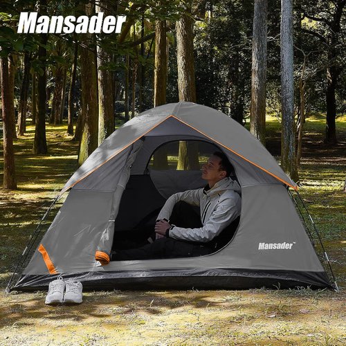 MANSADER Camping Tent Waterproof 4 Person Tents for Camping, Lightweight Easy Setup with Carry Bag Outdoor Hiking Backpacking Suit for Family Beach Hiking Travel