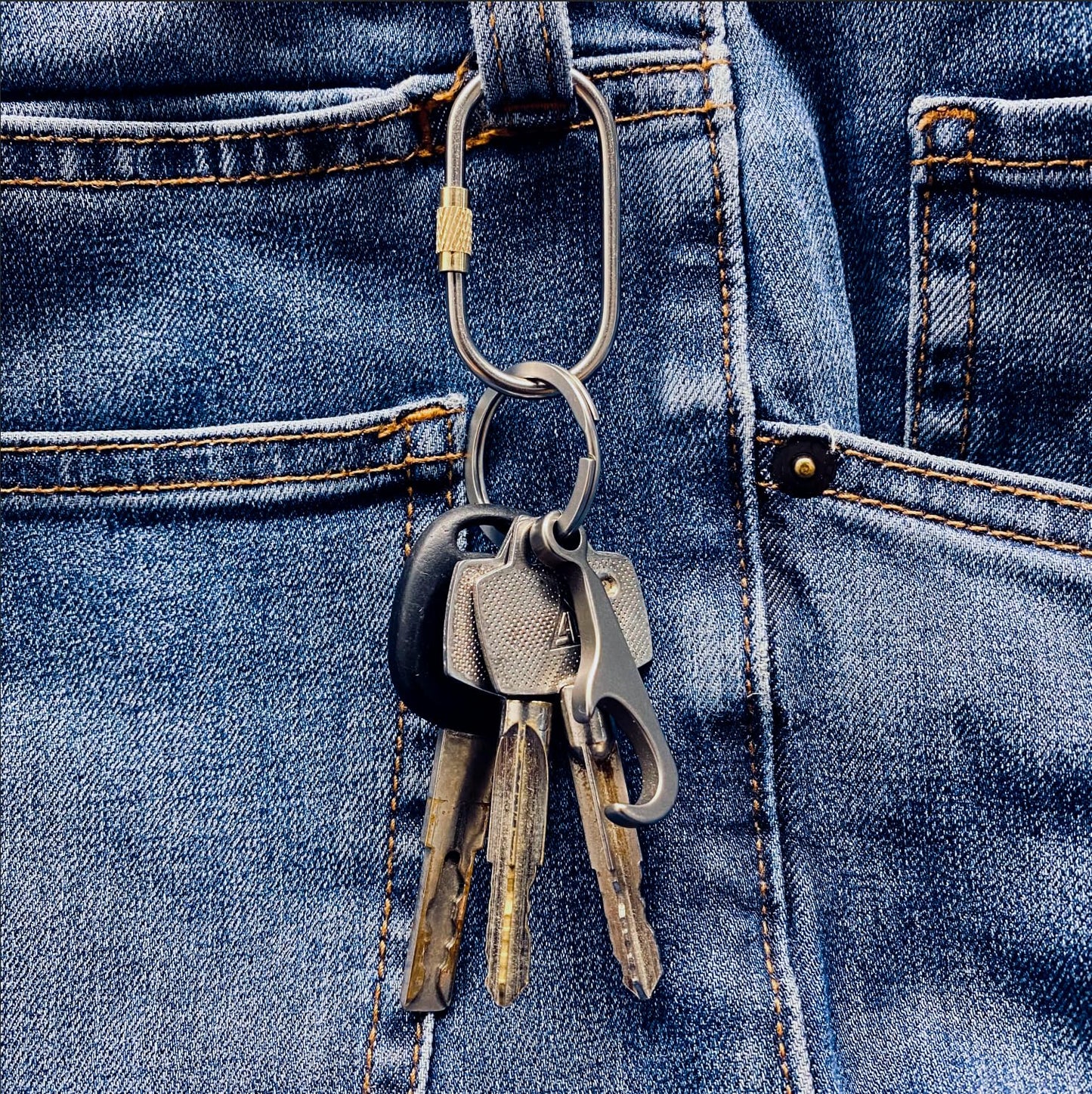 J454 Small Locking Carabiner,Titanium Key Carabiner,Key Chain for car, Mini Quick Release Tactical carabiners Clips.(2pc)