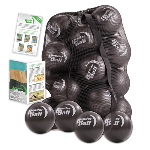 Bender Ball Official Club Kit (Set of 25 Black), Original Soft 9 Inch Pilates Ball, Small Exercise Ball for Barre, Yoga, Stability, Abs Core, Physical Therapy - Mesh Bag, Instructions, Videos